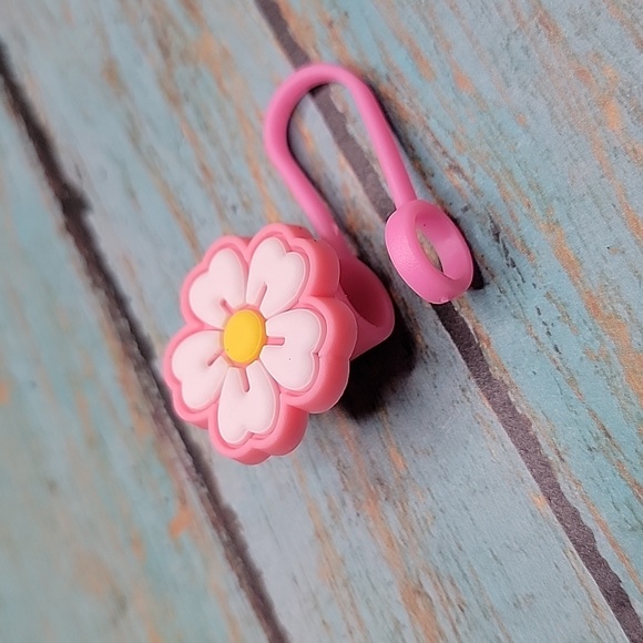 Pink Flower Straw Topper - Picture 4 of 5